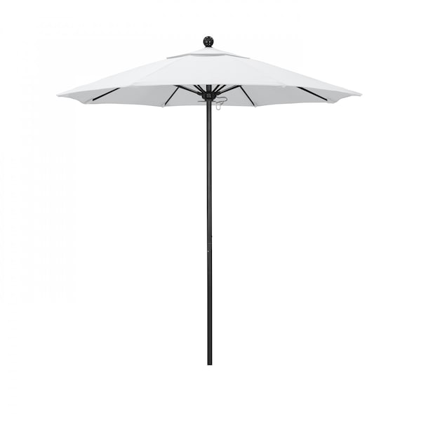 California Umbrella 7.5' Black Aluminum Market Patio Umbrella, Olefin White 194061334683 - main
